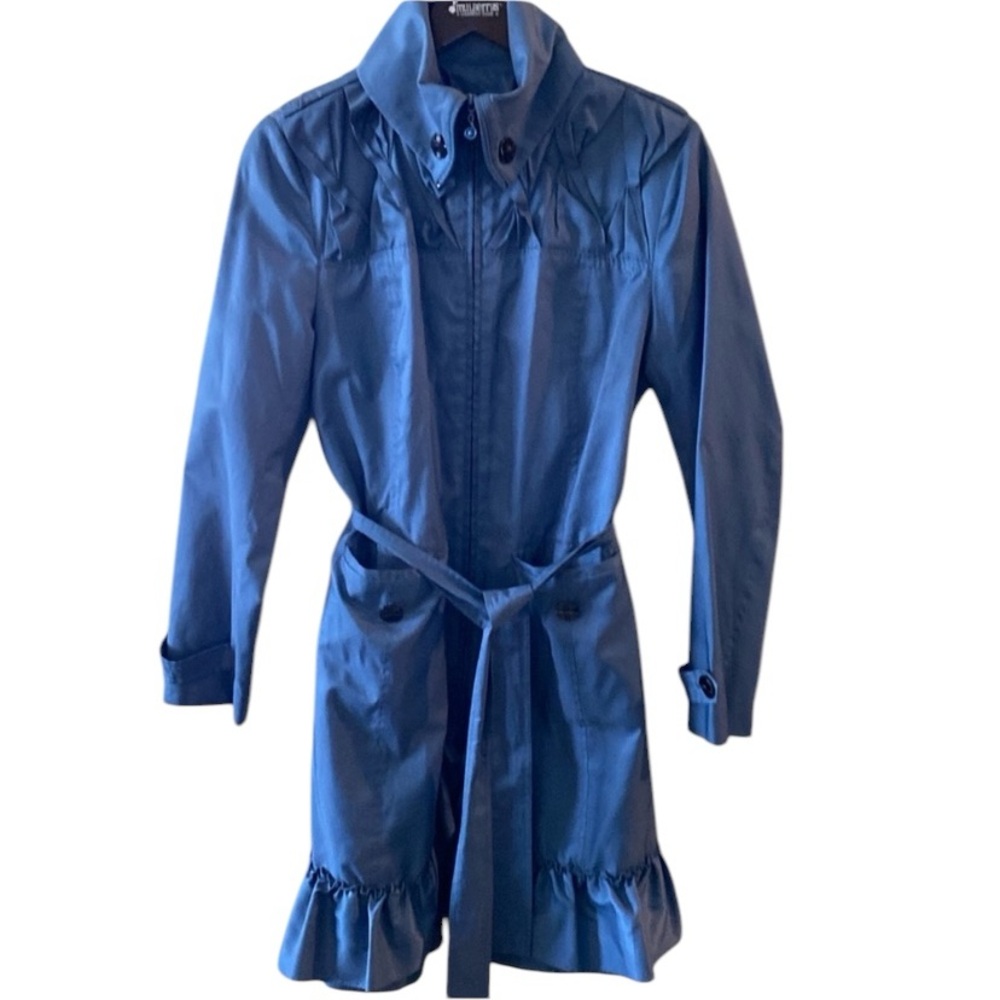 Cyan Blue Trench Rain Coat